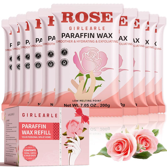 Paraffin Wax Refills 10 Packs for Paraffin Wax Bath Machine - for Dry Cracked Skin on Hands, Feet, Elbows - Moisturizing Hydration to Relieve Stiff Muscles & Joints (Rose)