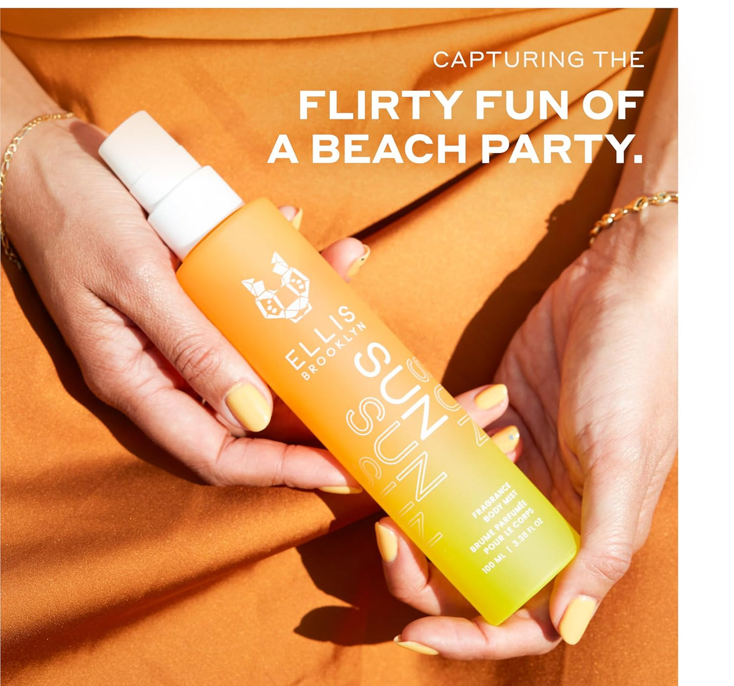 Ellis Brooklyn SUN Hair And Body Fragrance Mist - Rich Floral Perfume with Italian Mandarin, Orange Flower Water, & Cedarwood, Vegan Perfume Mist, Made In The USA, 100ml 3.38 Fl Oz