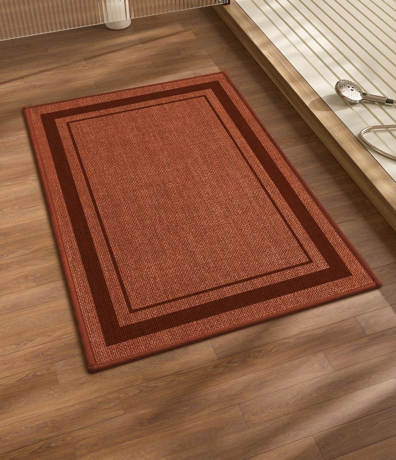 chakme Bathroom Rugs Mat 32x17, Ultra Thin Non Slip Bath Mat Quick Dry Absorbent Bath Mat for Bathroom, (Orange, 32"x17")