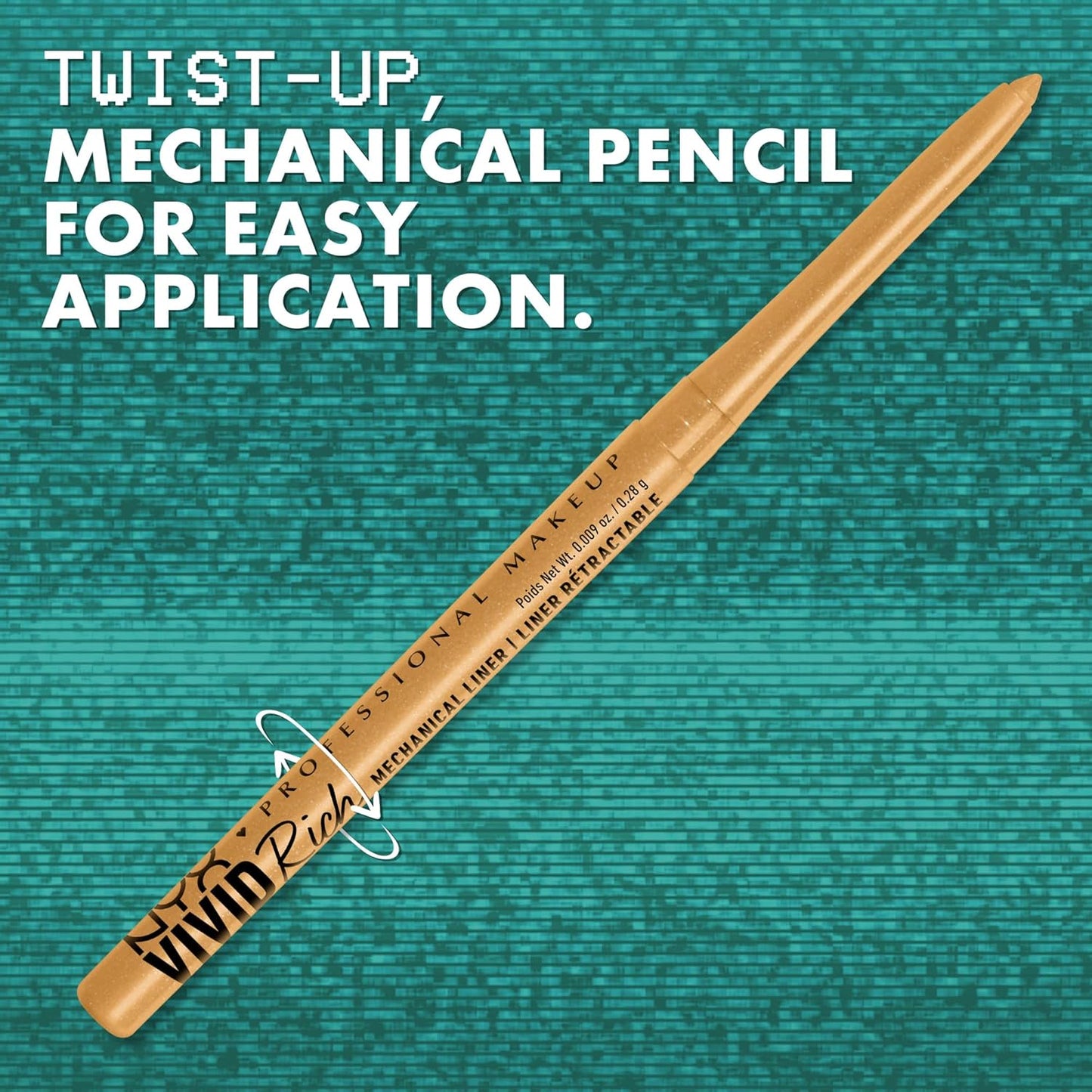 NYX PROFESSIONAL MAKEUP Mechanical Eye Pencil, Vivid Rich Mechanical, Creamy Retractable Eyeliner - Emerald Empire, Emerald Green Eyeliner