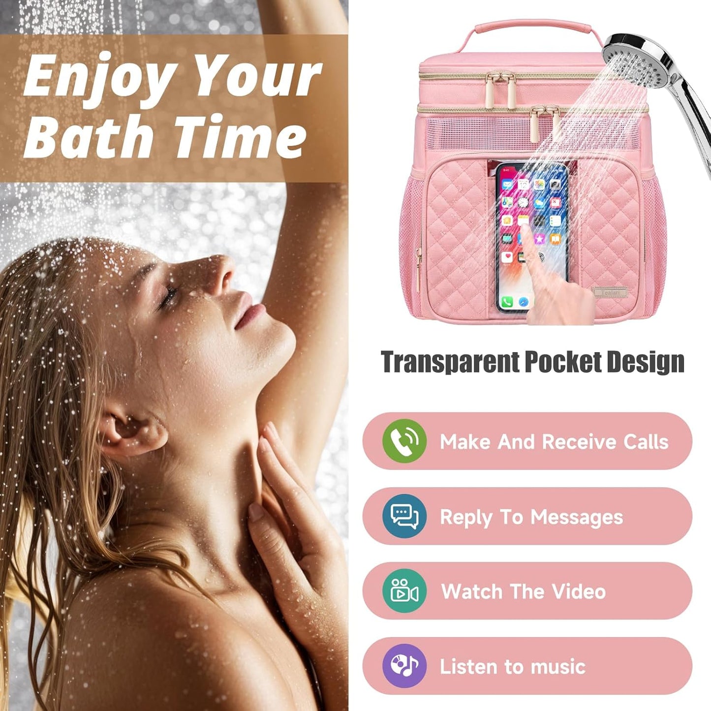Large Toiletry Bag for Women Men,Bathroom Bag,Water Resistant Portable Shower Caddy for College Dorm,Hanging Toiletry Bags for Traveling,Gym Camping Cruise Ship Travel Essentials Shower Bag
