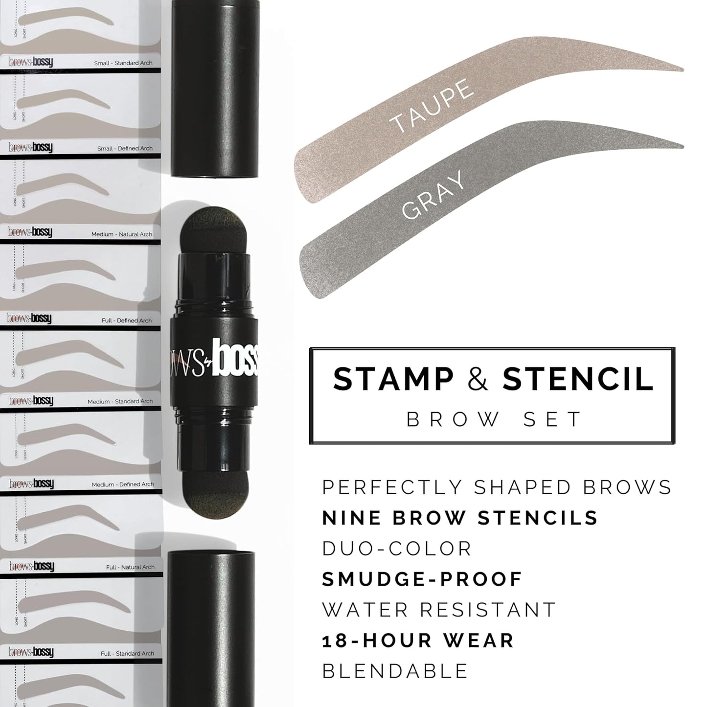 Dual-Color Eyebrow Stamp Stencil Kit with 9 Reusable Eyebrow Stencils for Professional Brow Stamping Shaping Kit and Instant Long Lasting Filling and Waterproof Tinting Definer