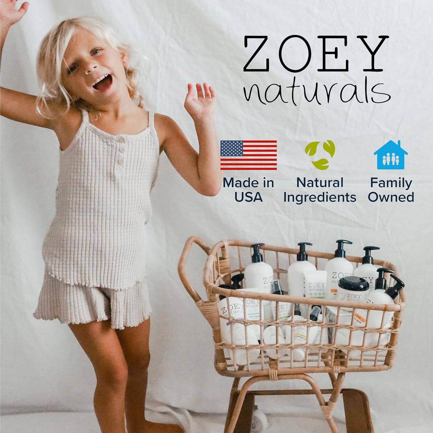 Zoey Naturals SPF 50+ Sunscreen for Babies & Children - Water-Resistant, Reef-Safe, Non-Nano Zinc Oxide, for Sensitive Skin & Kids, Made in USA