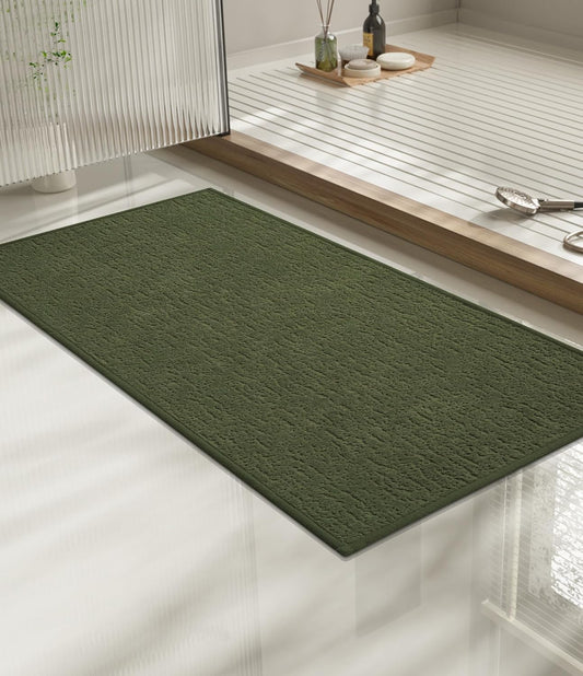 chakme Bathroom Rugs Mat 32x17, Ultra Thin Non Slip Bath Mat Quick Dry Absorbent Bath Mat for Bathroom Floor, (Dark Green, 32"x17")