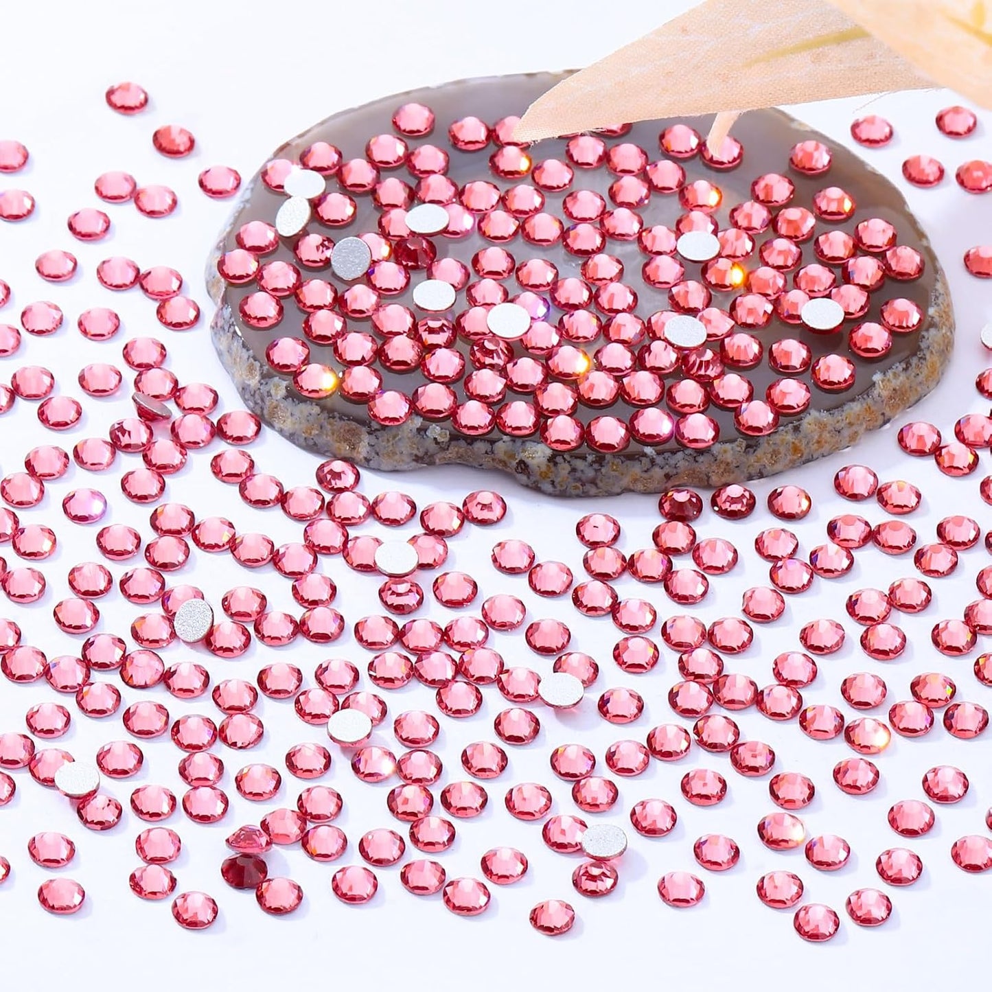 Rose Flatback Rhinestones, Glass Rhinestones for Nail Art and Craft, Glue Fix, Loose Crystal Gemstones(Rose, SS30, 576pcs, 6.4-6.6mm)