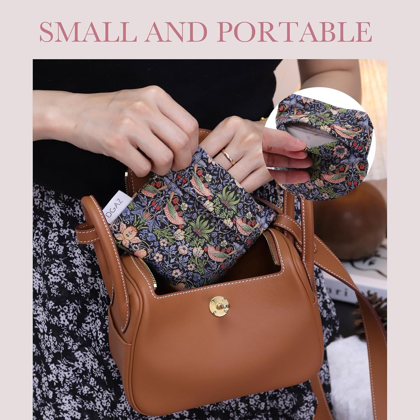 DGAZ Sanitary Napkin Storage Bag, Period Bag for Teen Aged Girls, Portable Period Bag for Panty Liners/Menstrual Cup/Small Tampons，Mini Makeup Bag for Purse(Retro bird)