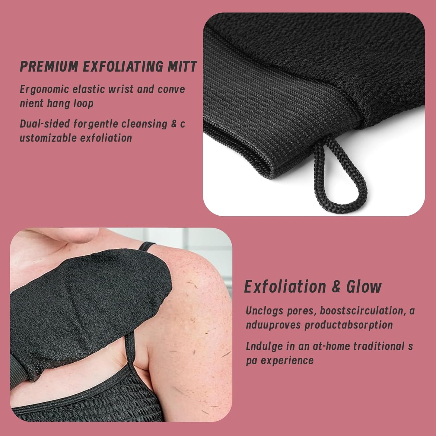 Rose Body Scrub Gift Set - 35 Packets & 2 Pcs Exfoliating Gloves,Exfoliating & Moisturizing Sugar Scrub for Face & Body, Self Care Gifts for Women