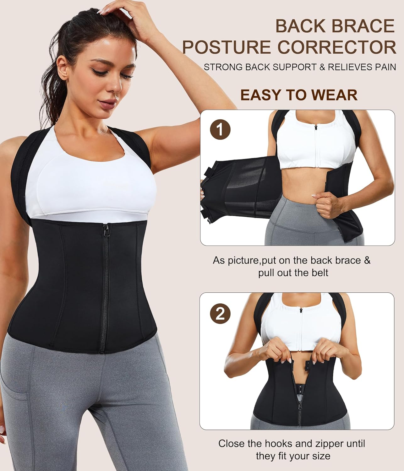 URSEXYLY Women Back Braces Posture Corrector Waist Trainer Vests Tummy Control Body Shapers for Spinal Neck Shoulder and Upper Back Support (XL, Black)