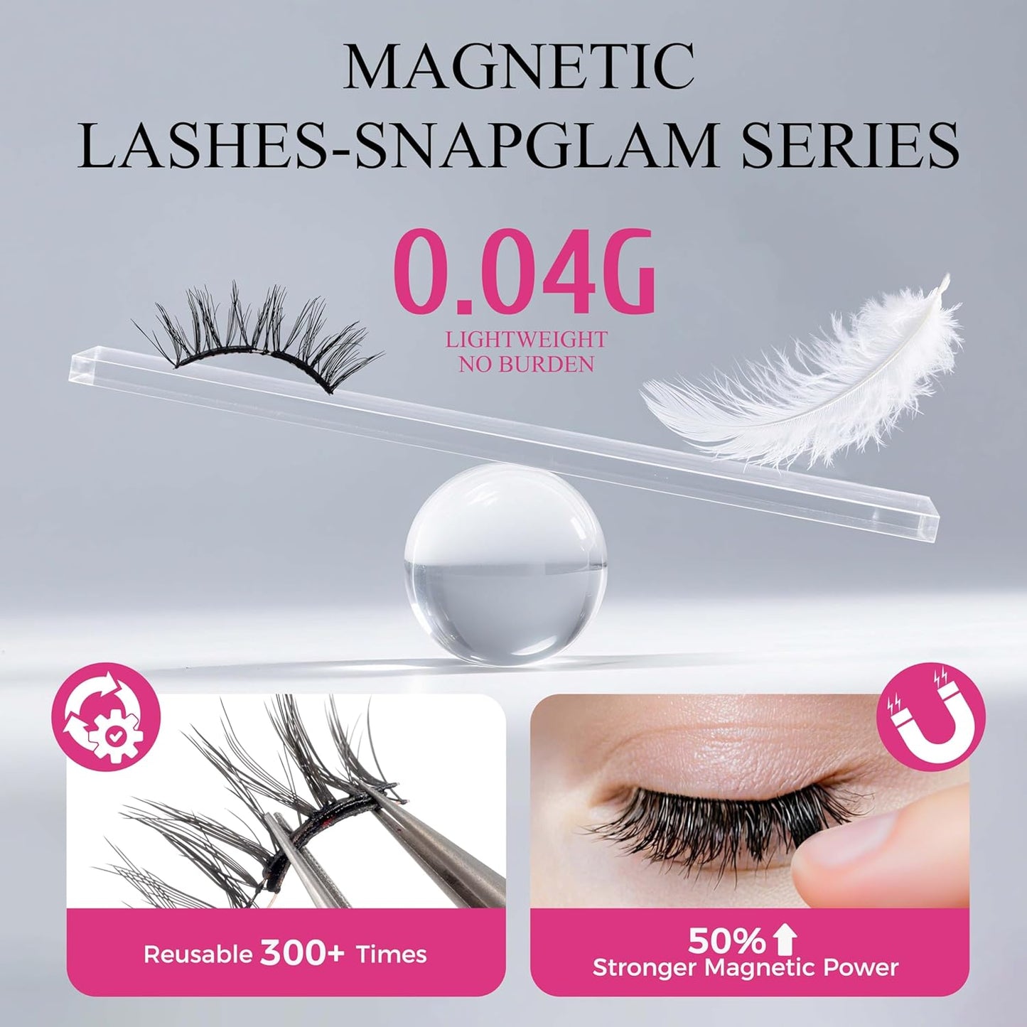 VEYESBEAUTY Magnetic Eyelashes with Applicator Reusable Magnetic Lashes Natural Look No Glue Needed False Eyelashes, NomSpirit Lashes Kit Easy to Wear and Remove