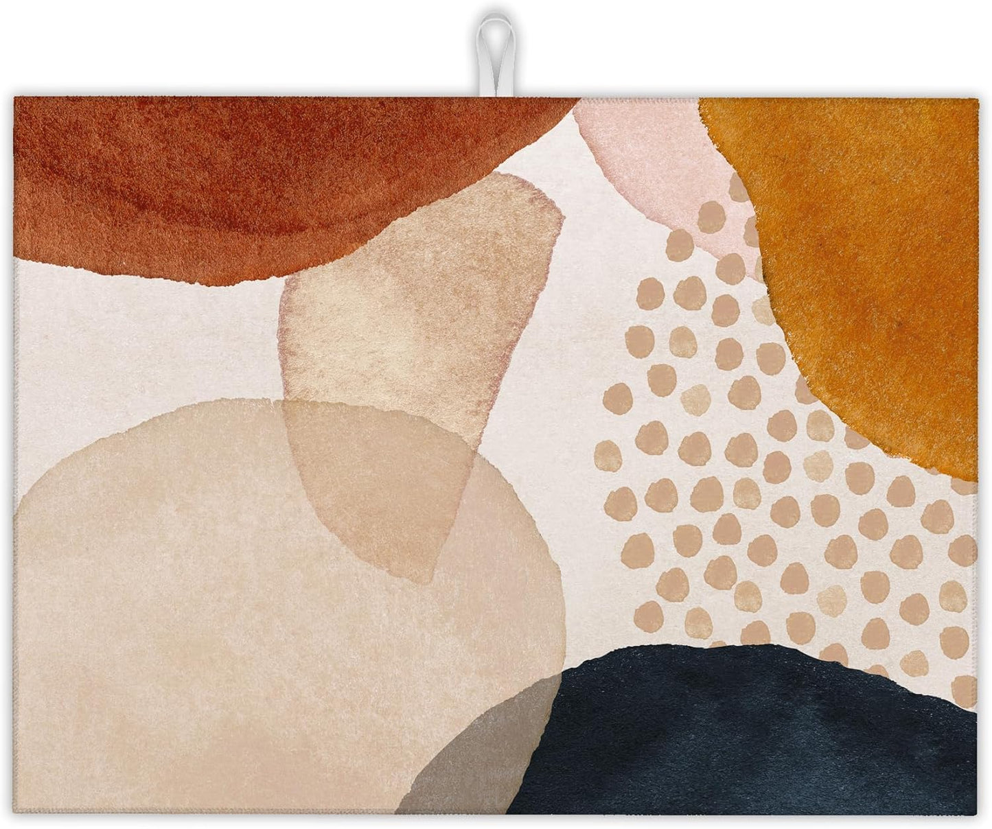 Boho Abstract Dish Drying Mats 18x24 Inch,Geometric Modern Art Dish Pad Drying Rack Mat for Kitchen Counter Ultra Absorbent Microfiber Dishware Coffee Maker Bar Countertop Decor
