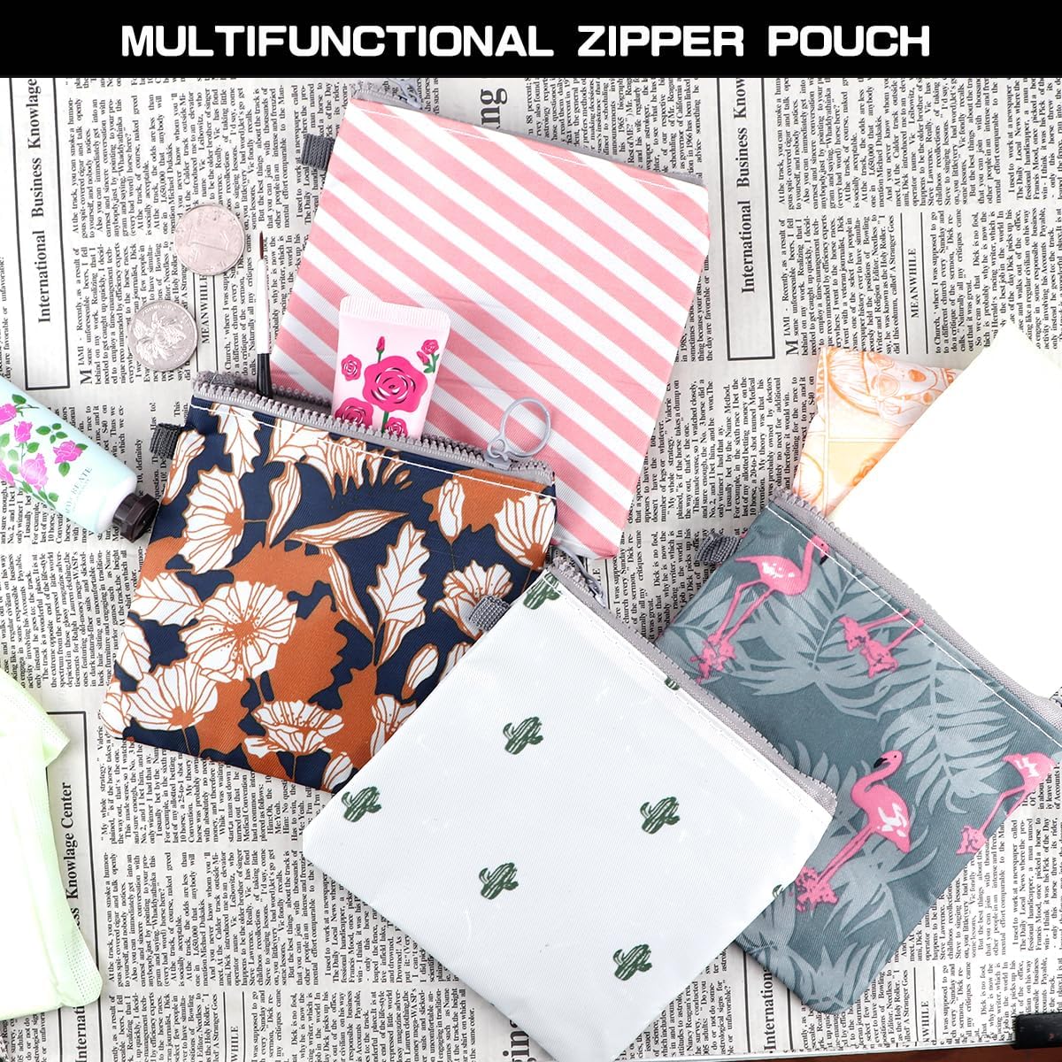 Sanitary Pad Storage Bag Napkins Bag with Zipper Portable Mini Storage Bag Teen Girls Women Washable Period Bag Traveling Tampons Collect Bag 4Pcs