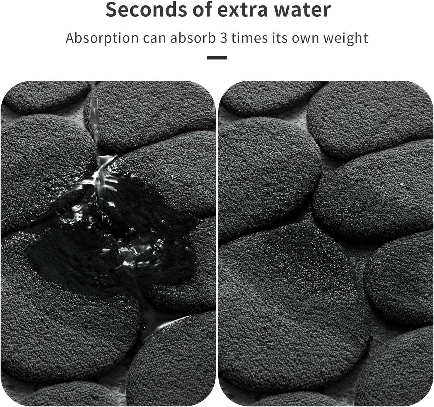 YIHOUSE Memory Foam Bath Mat Cobblestone Bathroom Rugs Super Water Absorbent Bath Mats for Bathroom Machine Washable Bath Rugs(20 x 24,Black)