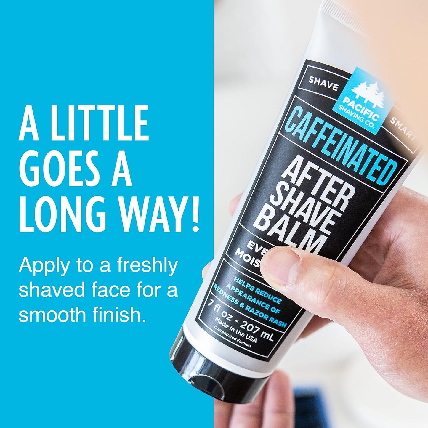 Pacific Shaving Company Caffeinated Aftershave, Men's Grooming Product - Antioxidant Daily Face Lotion + After Shave - Soothing Aloe & Spearmint Post Shave Balm for Sensitive Skin (7 Oz, 2 Pack)