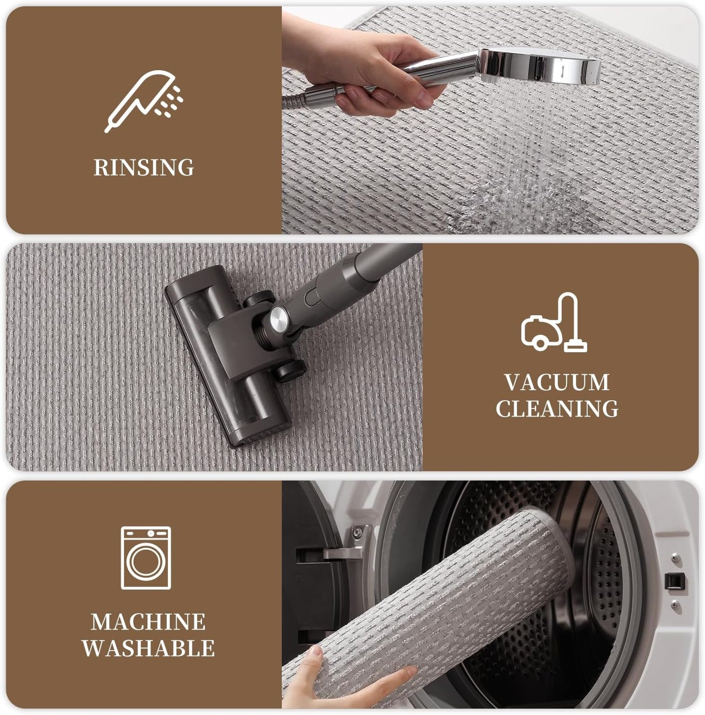 RESARE Non Slip Bathroom Runner - Machine Washable Bath Rugs, Super Absorbent Bath Mat Quick Dry Bath Runner, Bath Mat Ultra Soft Rugs for Bathroom Floor, 20"x70" Light Grey