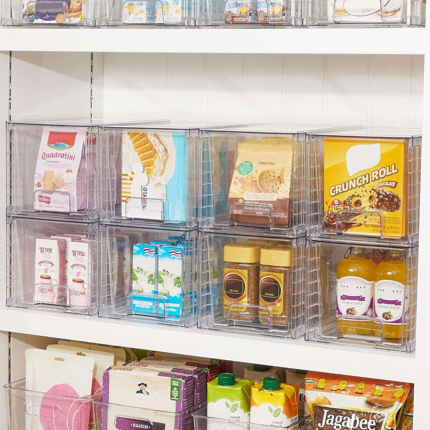 Vtopmart 2Pack Large Stackable Kitchen Pantry Storage Drawers, Clear Organizer Bins with Handles, Acrylic Drawer Organizers for Kitchen Pantry, Bathroom Undersink, Cabinet Organization and Storage