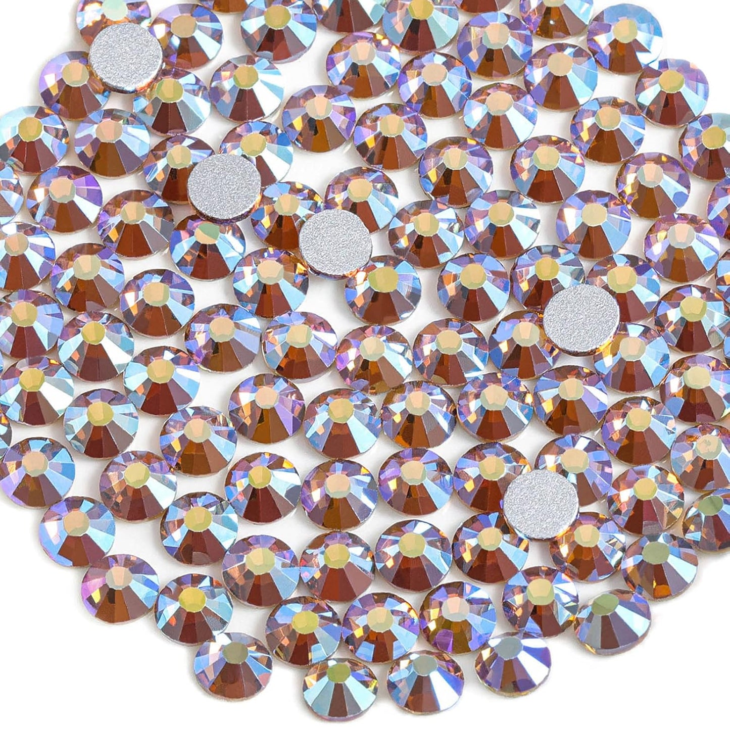 beadsland 1440 Pieces Flat Back Crystal Rhinestones Round Gems, Lt.Colorado Topaz AB,SS16,3.8-4.0mm