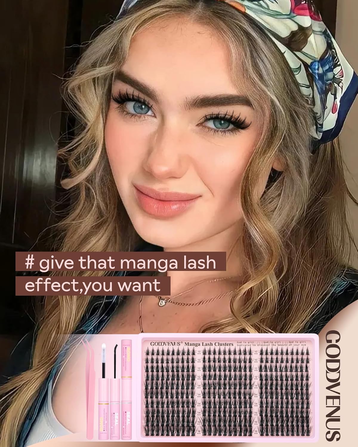 Manga Lash Clusters Kit Natural 300 Pcs Cluster Eyelash Extensions Kit Wispy Fairy Fluffy Eyelash Clusters Anime Cosplay Individual Lash Extensions Kit CC Curve 10-16mm