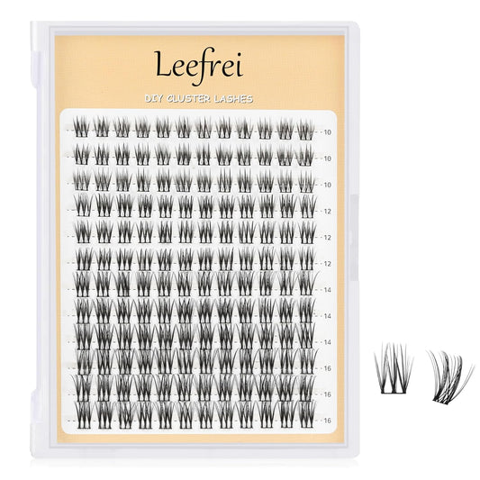 Eyelash Clusters 10-18mm Wispy Eyelash Clusters D Curl DIY Cluster Lash Extension Kit Individual Lashes Kit With Bond & Seal, Glue Remover, Tweezers(LF04 Lashes Only)