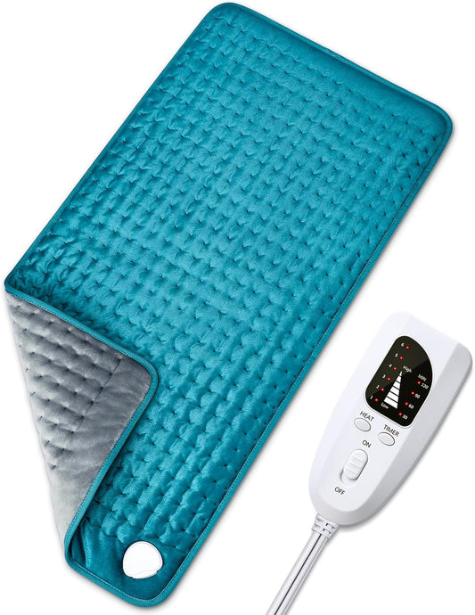 Electric Heating pad for Back/Shoulder/Neck/Knee/Leg Pain, Cramps and Arthritis Relief, 6 Fast Heating Settings, Auto-Off, Machine Washable, Moist Dry Heat Options, Extra Large 17" x33"
