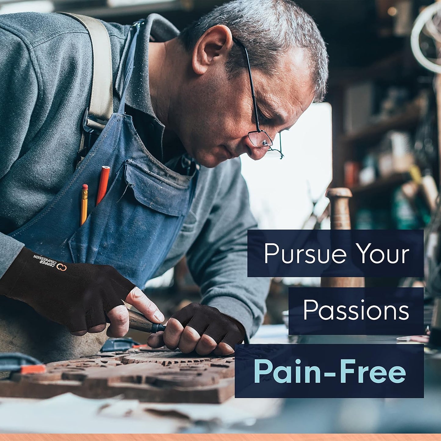 Copper Compression Arthritis Gloves | Fingerless Arthritis Carpal Tunnel Pain Relief for Men & Women | Hand Support Wrist Brace for Neuropathy, Rheumatoid, Tendonitis, Swelling, Crocheting, Typing (L)