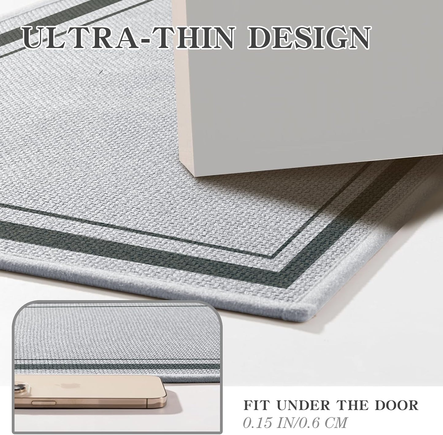 chakme Bathroom Rugs Mat 24x17, Ultra Thin Non Slip Bath Mat Small Quick Dry Absorbent Bath Mat for Bathroom, (Light Grey, 24"x17")