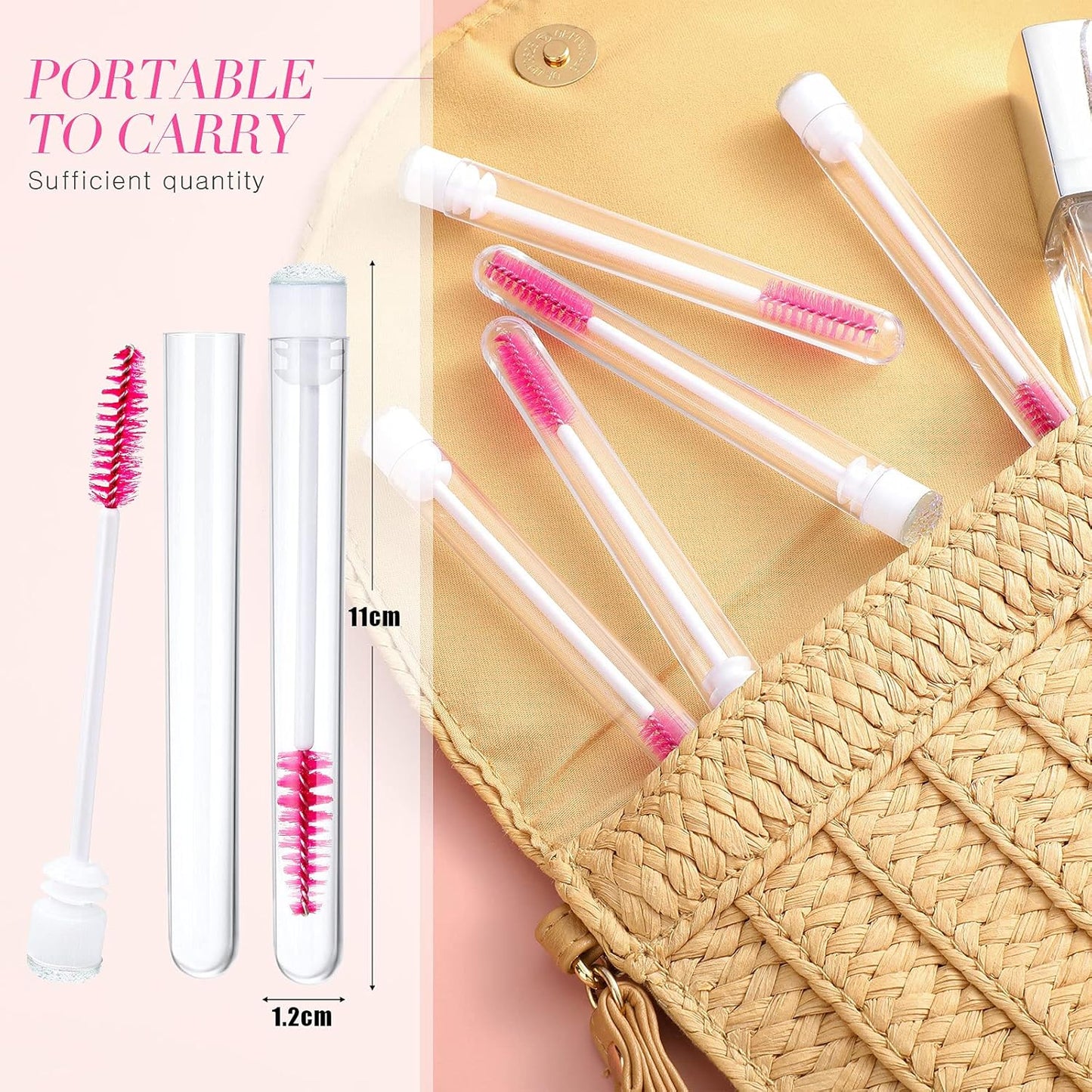 80 Pieces Disposable Mascara Brushes Tubes Set, 40 Pieces Empty Mascara Wand Tube with 40 Pieces Eyelash Brush Makeup Tool for Eyelash Extension(Colorful Sequins Style)