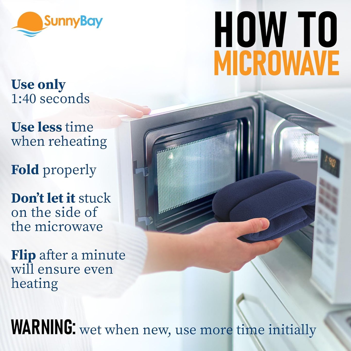 SunnyBay Microwave Heating Pad for Neck and Shoulders, 2.2 lbs 26 inch Long Versatile Microwavable Neck Wrap Warmer or Cool Pack, Hot or Cold Therapy to Relax Sore Muscles (Blue)