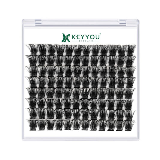 Lash Clusters,96 Pcs Cluster Lashes D Curl 14mm DIY Lash Extensions Eyelash Clusters,KEYYOU Volume Wispy Individual Lashes Soft&Comfortable Easy DIY at Home(Y05,D-14mm)