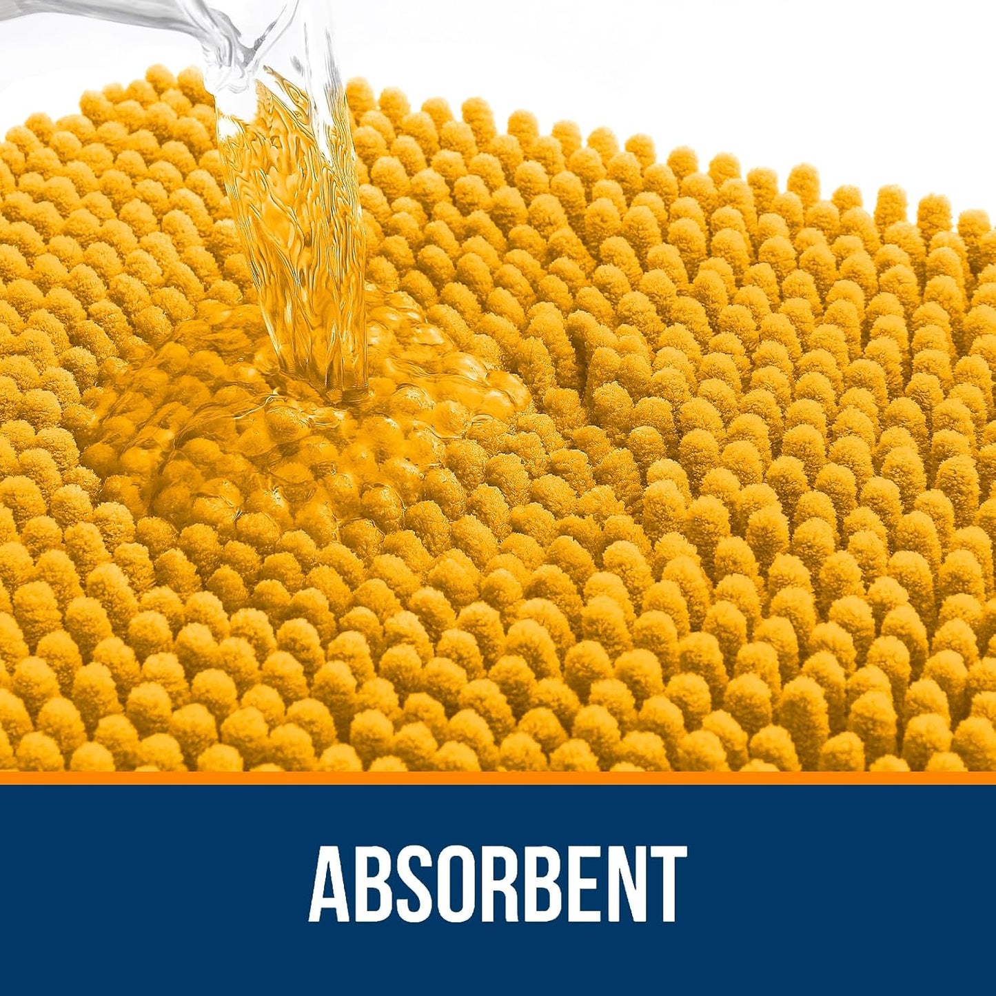 OLANLY Bathroom Rugs 36x24, Extra Soft Absorbent Chenille Bath Rugs, Rubber Backing Quick Dry, Machine Washable Bath Mats for Bathroom Floor, Tub and Shower, Home Decor Accessories, Golden Yellow