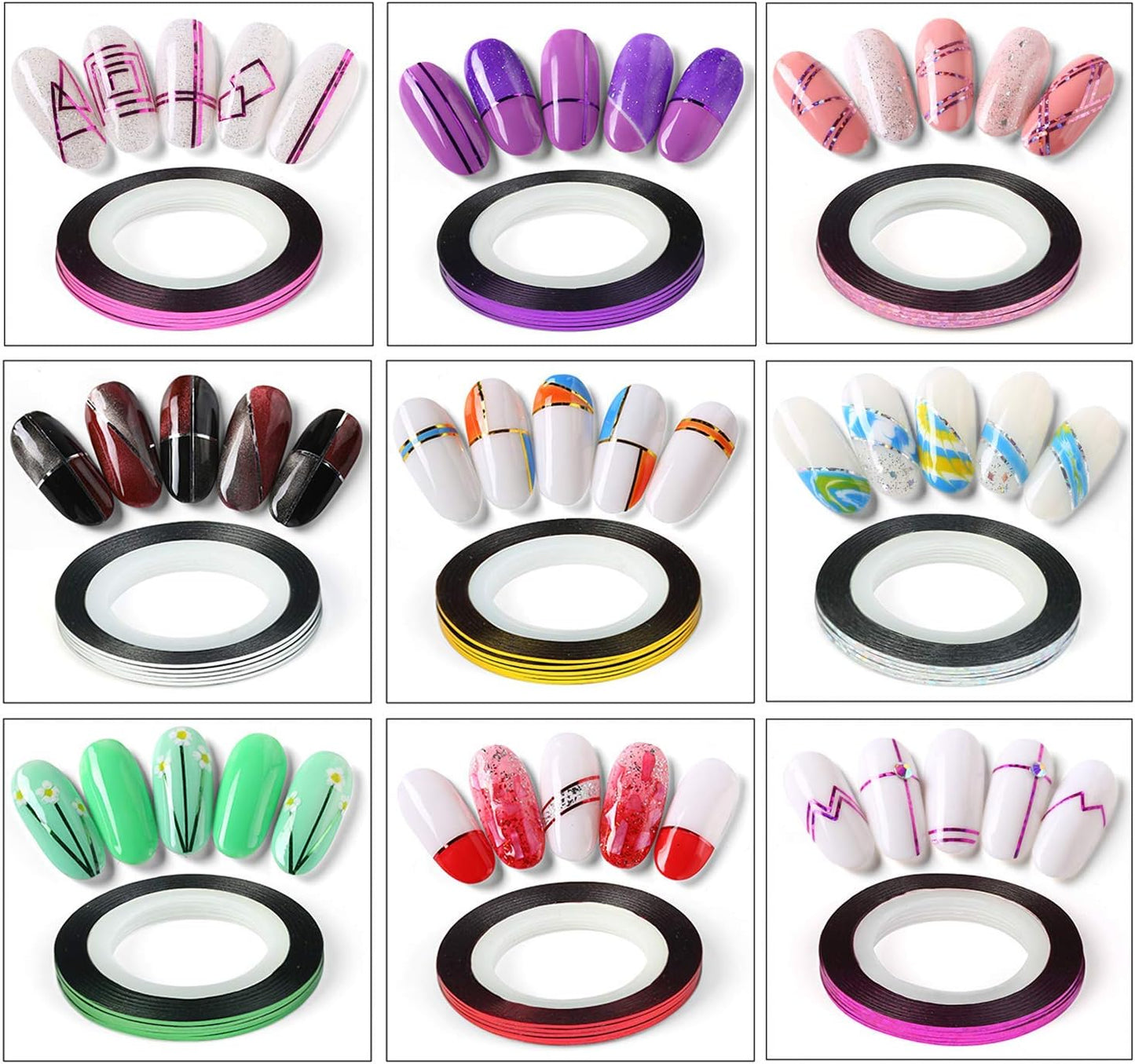 60 Colors Nail Striping Tape Line 2 Pieces Nail Tape Dispensers Free Tape Roller Dispenser Striping Tape Line Nail Art Decoration Stickers Nail Art Decoration Sticker DIY Nail Tip
