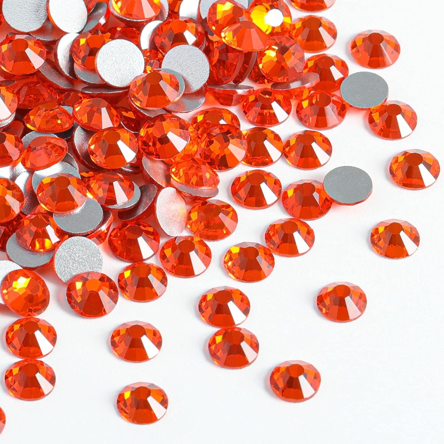 beadsland Flat Back Crystal Rhinestones Round Gems, Orange (6.4-6.6mm) SS30/288pcs