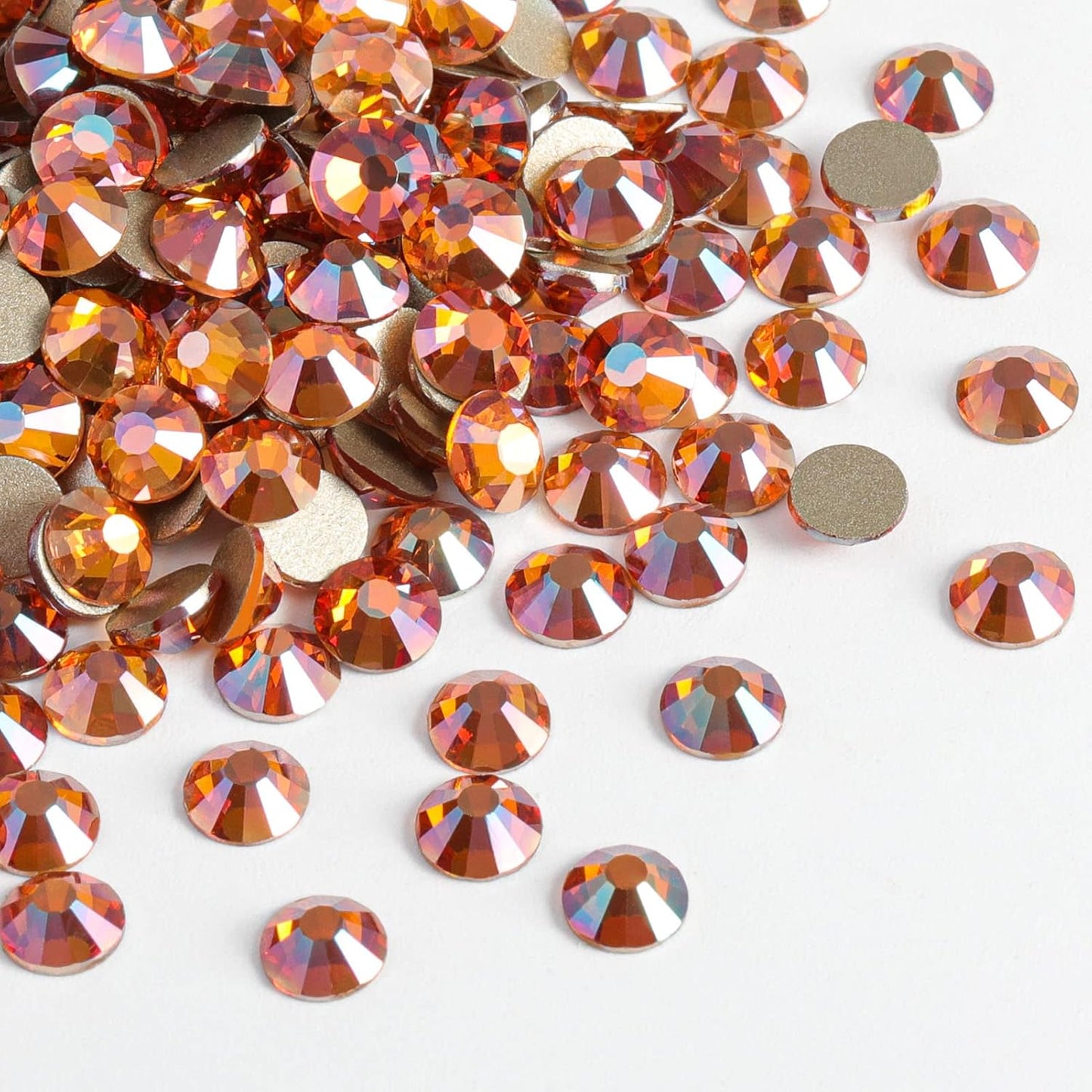 Beadsland 1440 Pieces Flat Back Crystal Rhinestones Round Gems,Amber,SS20,4.6-4.8mm