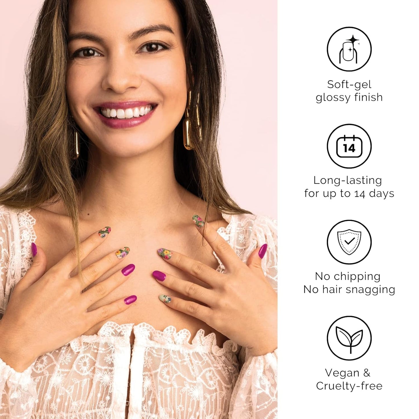 Nailog Semi Cured Gel Nail Strips 34 pcs| Long Lasting Nail Polish Sticker Wraps with Glossy Gel Finish, Retro Jungle