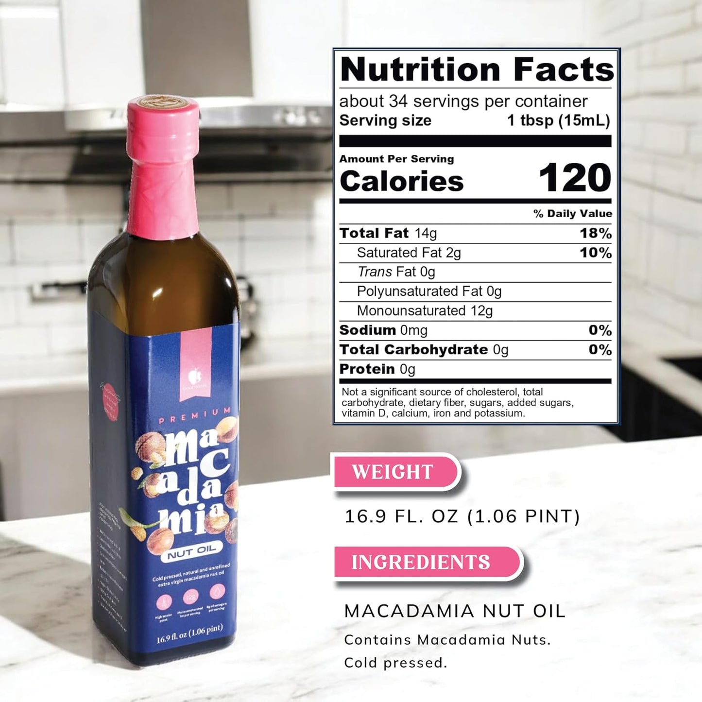 Gourmanity Macadamia Nut Oil and Apricot Seed Oil Bundle, A Healthier Oil Alternative, Cholesterol Free, Keto And Paleo Friendly, Ideal for Frying, Roasting and Drizzling, 16.9 fl oz Bottle