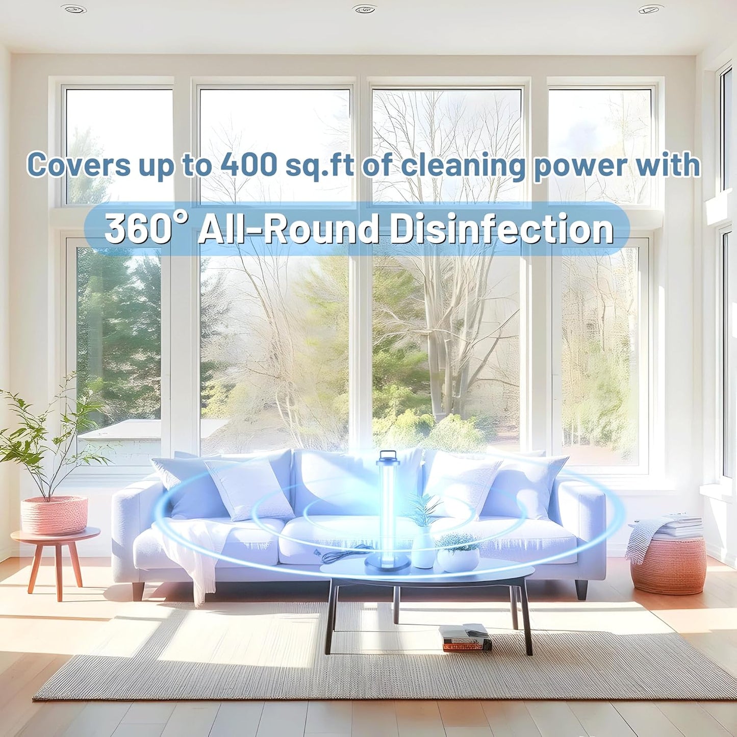 38W UV Sanitizer Light, Portable Ultraviolet Light with 3-Gear Timer and Remote Control, 110V, 99.99% UVC O-Zone Lamp for Home, Office, Hotel, School