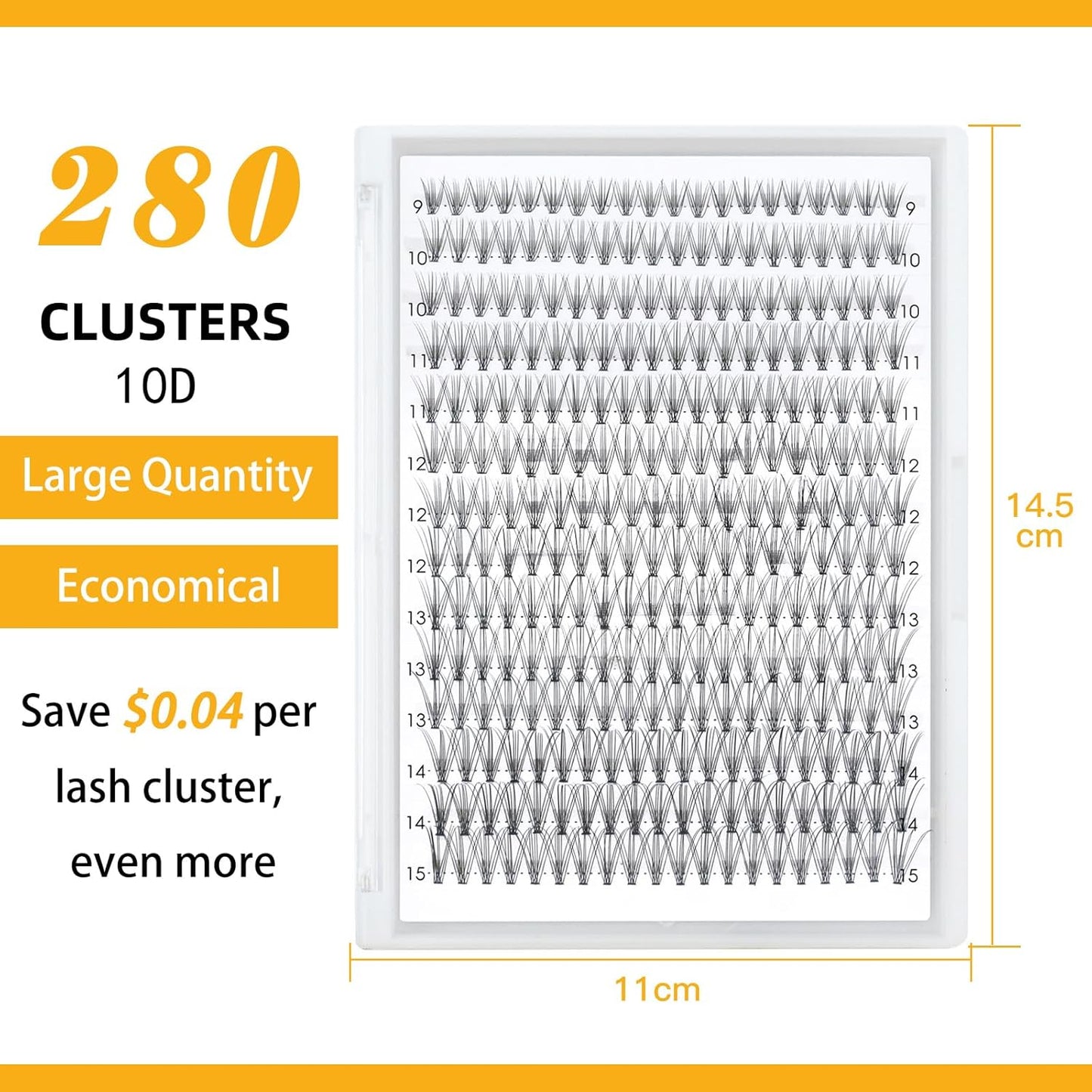 B&Qaugen Individual Lashes 280 Cluster Lashes Clusters Eyelash Clusters 10D 20D DIY Eyelash Extension Lash Clusters Extensions C D Curl Cluster Eyelash Extensions（10D-D-9-16 mix）