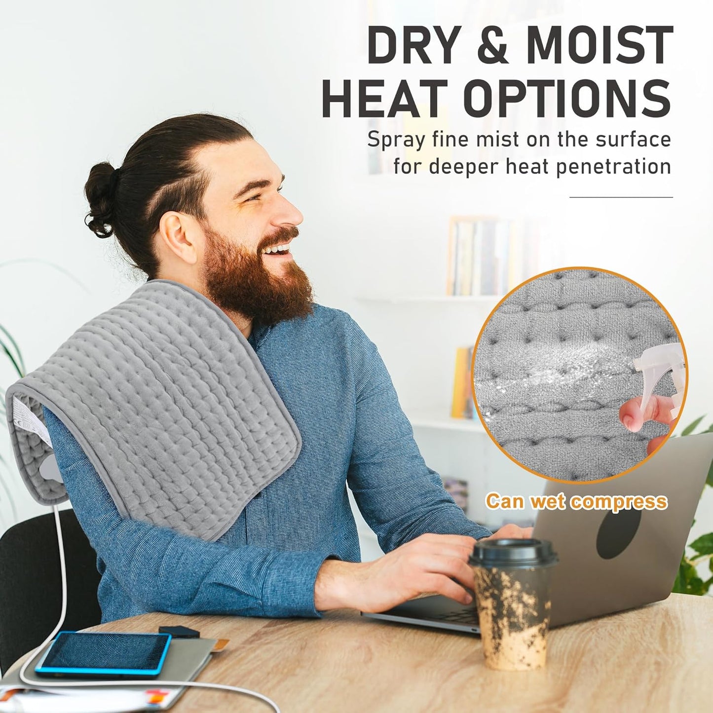 Large Heating Pad,OCSOSO Extra Large Heating Pad for Back Pain Relief Electric Heating for Period Cramps Knee Leg Pain Relief Moist/Dry Heat 10 Heat Setting (24"×12")