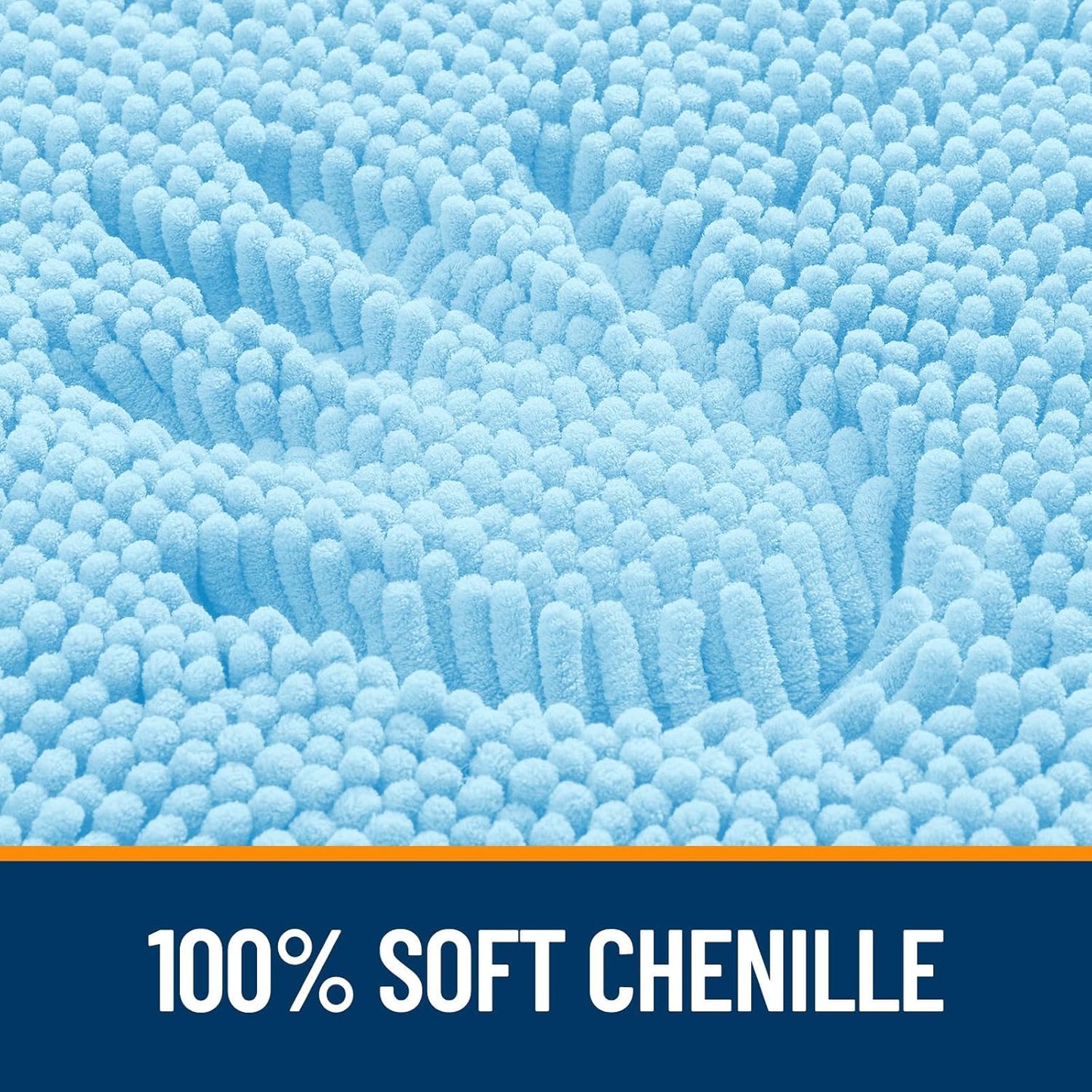 OLANLY Bathroom Rugs 70x24, Extra Soft Absorbent Chenille Bath Rugs, Rubber Backing Quick Dry, Machine Washable Bath Mats for Bathroom Floor, Tub and Shower, Home Decor Accessories, Sky Blue