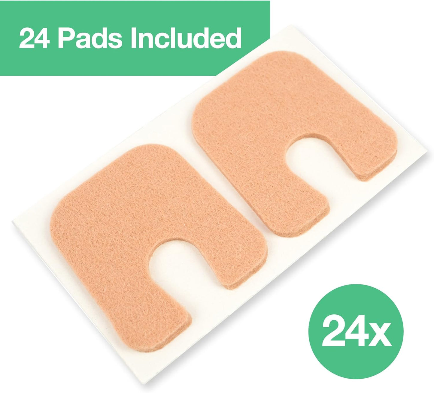 ZenToes U-Shaped Felt Callus Pads | Protect Calluses from Rubbing on Shoes | Reduce Foot and Heel Pain | Pack of 24 | 1/8” Self-Stick Pedi Cushions