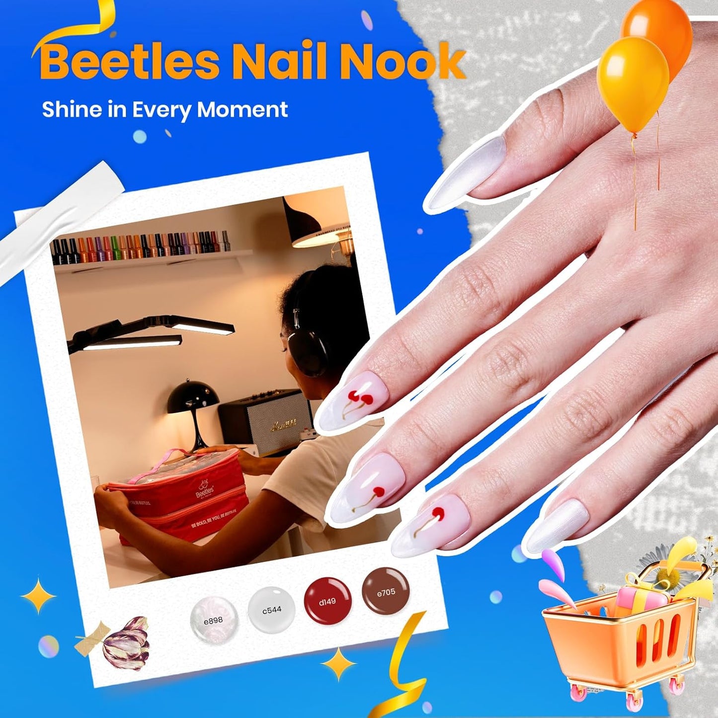 Beetles Fall Nail Fest Gel Nail Polish Set - Nail Nook 119 PCS 100 Colors Gel Polish Kit Base Glossy Matte Glitter Top Coat Neon Glitter Pearl Cat Eye White Red Pink Nude Nails Gift for Women