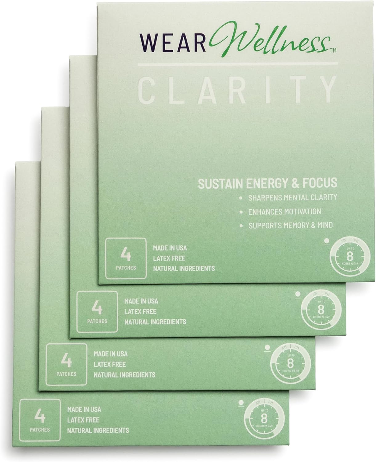 Clarity Film Patches – Topical Patches for Energy & Focus - Patch with Botanical Extracts – Natural Support for Memory & Concentration - Long-Lasting Effect – 16 Pack