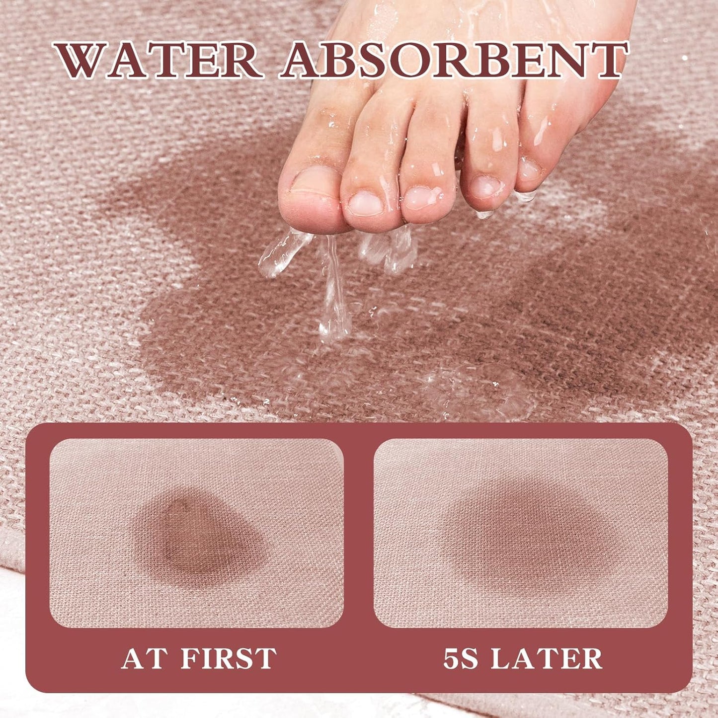 chakme Bathroom Rugs Mat U-Shaped 24x17, Ultra ThinNon Slip Bath Mat Small Quick Dry Absorbent Bath Matfor Bathroom Floor, (Pink, U-24"x17")