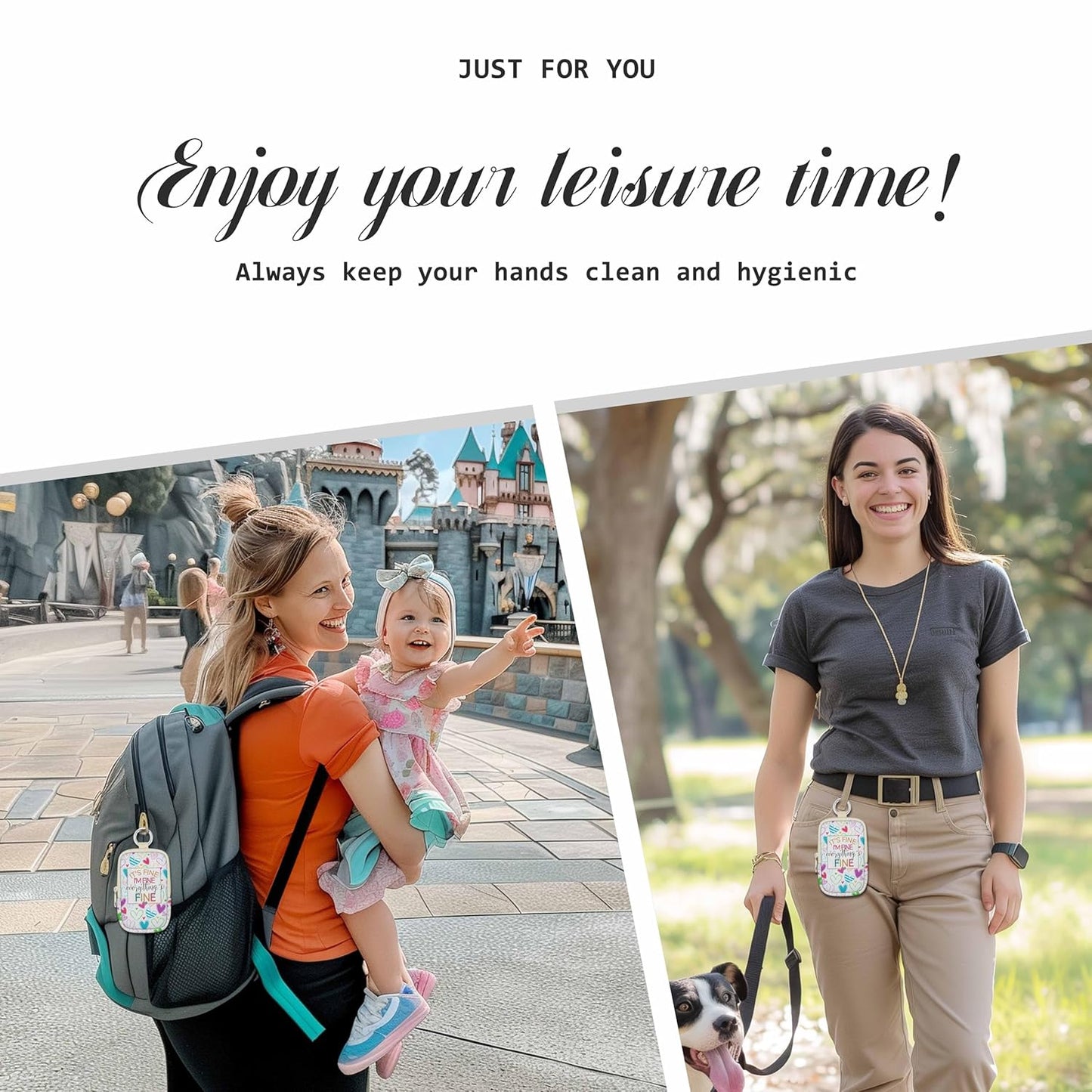 Hand Sanitizer Spray Case, It's Fine Hand Sanitizer Holder Zippered Pouch, Cute Fashion Accessory with Snap Hook for Glow Mist and Power Mist 1FL OZ