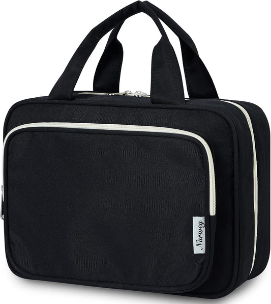 Travel Toiletry Bag for Women Large Hanging Makeup Bag Organizer Toiletries Bag for Full Size Essentials Accessories Cosmetics (Black (Large))
