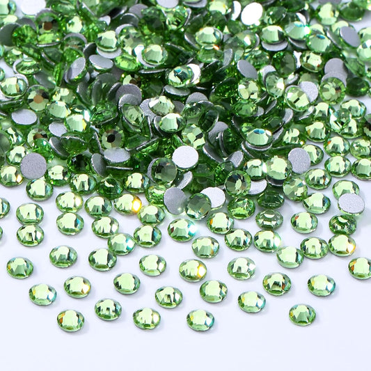 Light Green Flatback Rhinestones, Glass Rhinestones for Nail Art and Craft, Glue Fix, Loose Crystal Gemstones(Lt.Green, SS8, 2880pcs, 2.3-2.5mm)