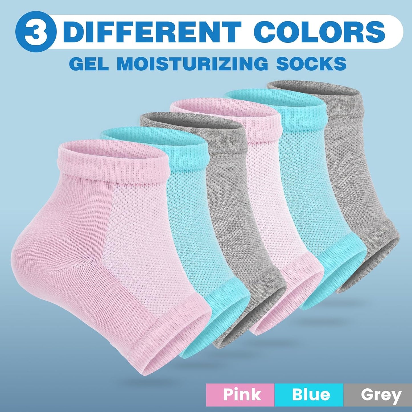 Moisturizing Toeless Socks for Cracked Heels - Heel Repair, Hydrate Dry Feet