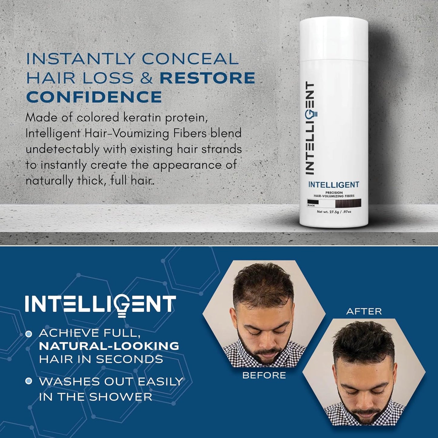 Intelligent Precision Hair-Volumizing Fibers (Light Blonde) | Undetectably Fill in Thinning Hair | 6 Shades Designed For Men or Women | 27.5g