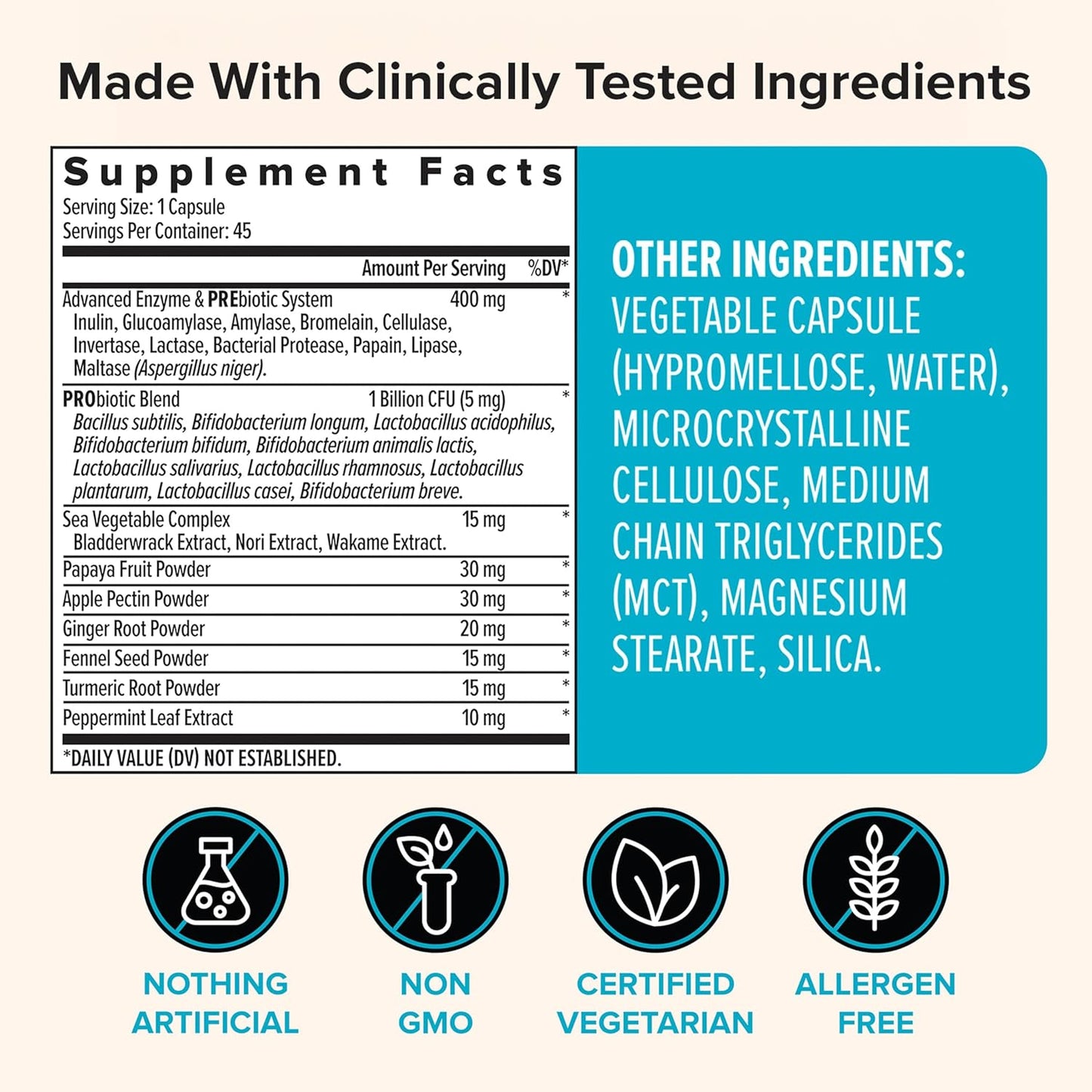 Zenwise Health Digestive Enzymes for Gut Health & Bloating Relief - Multi Enzymes Digestion Supplement with Probiotics, Bromelain & Papaya for Digestive Health Support - Men & Women - 45 Count