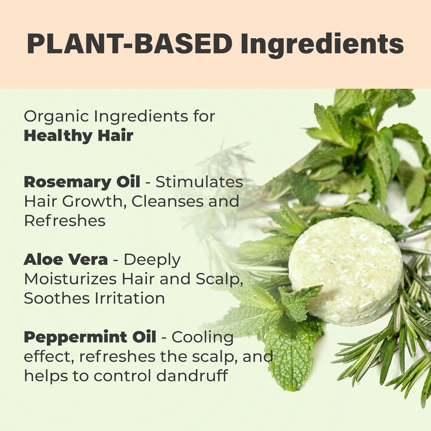 Relaxcation MADE IN USA Organic Rosemary and Aloe Vera Solid Shampoo Bar for Hair Growth, Refreshing and Hydrating | Herbal Shampoo with Rosemary, Peppermint, Castor Oil, Argan Oil, and Betaine