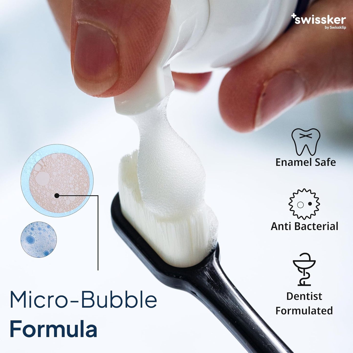 Swissklip Teeth Whitening Foam | Mint Flavor Whitening Toothpaste | Teeth Whitener I Professional Teeth Whitening Kit | 100% Vegan - Made in USA - 1.69 oz - Pack 1